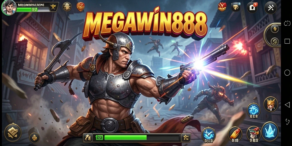 Screenshot MEGAWIN888 menampilkan aksi pertempuran yang mendebarkan.