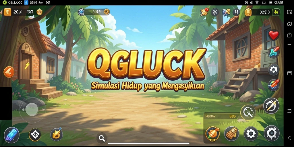 Screenshot gameplay <strong>QGLUCK</strong> menunjukkan interaksi karakter yang menarik.
